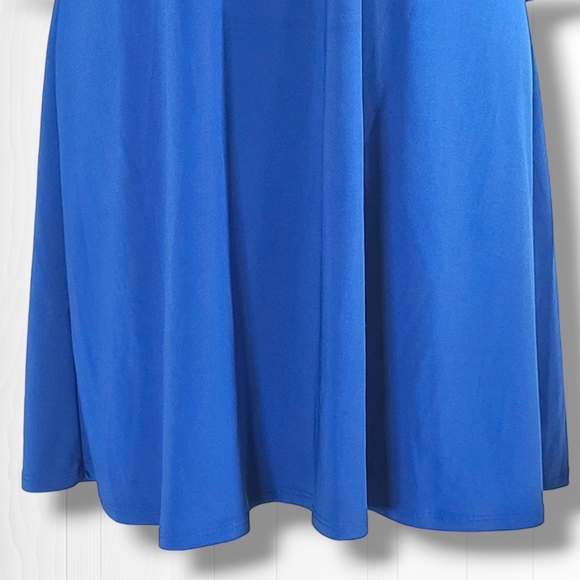 MSK Women's Blue V-Neck Open 3/4 Sleeve Sheath Mini Dress Size Small Petite - Picture 4 of 12